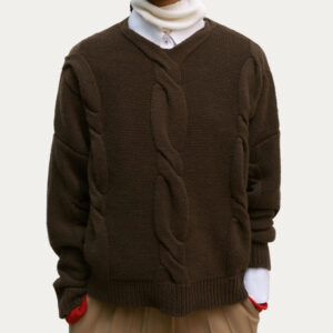 Ladies Wool & Cashmere Braided Dropped Shoulder Sweater