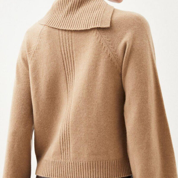 Rolled Envelope Neck Cashmere Knit Jumper With Flared Sleeves - Image 3
