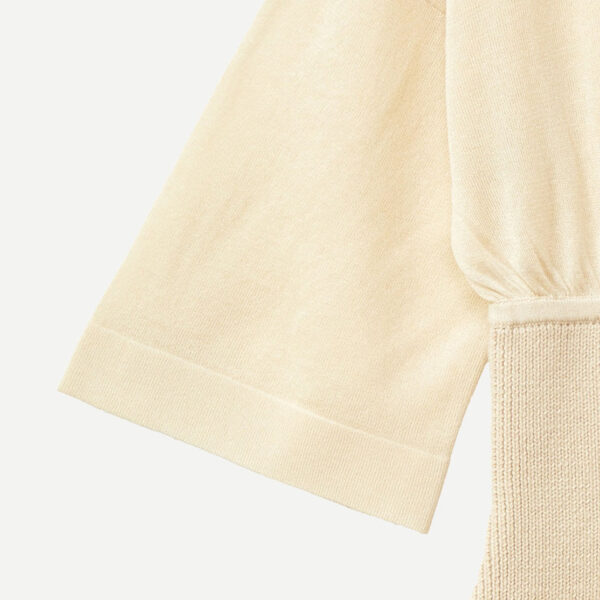 Ladies Merino Wool Short Sleeves Sweater With Long Rib Hem - Image 4