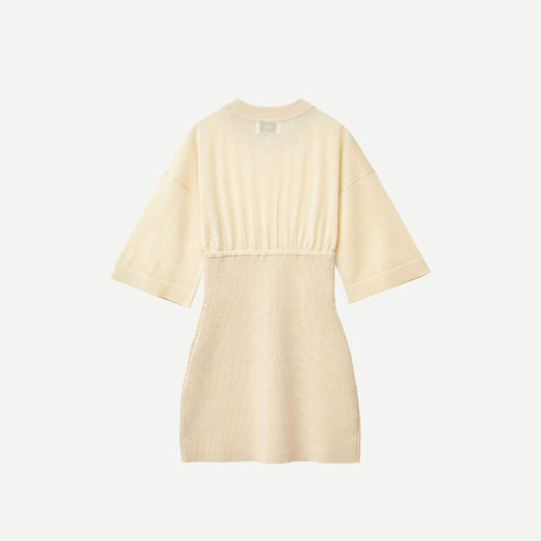 Ladies Merino Wool Short Sleeves Sweater With Long Rib Hem - Image 5
