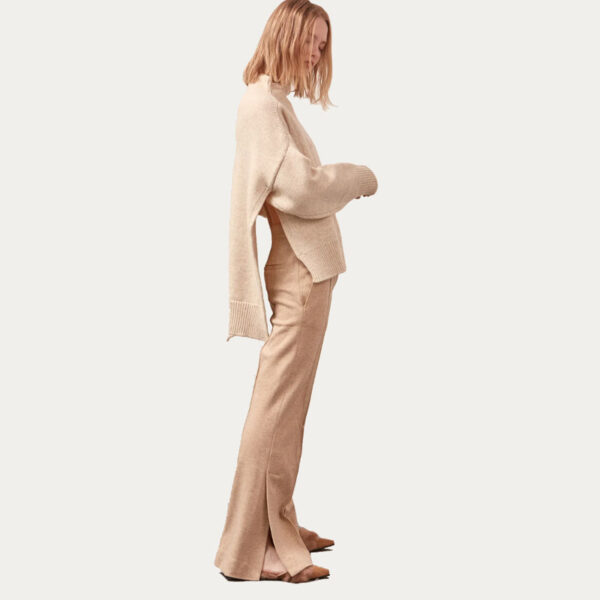 Ladies Cotton Sweater With Split Sides In Fine Milano Stitch - Image 2