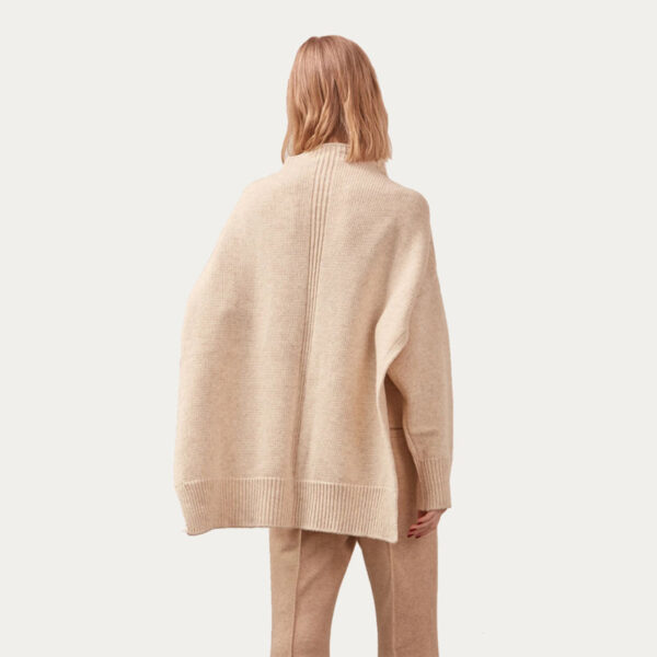 Ladies Cotton Sweater With Split Sides In Fine Milano Stitch - Image 4