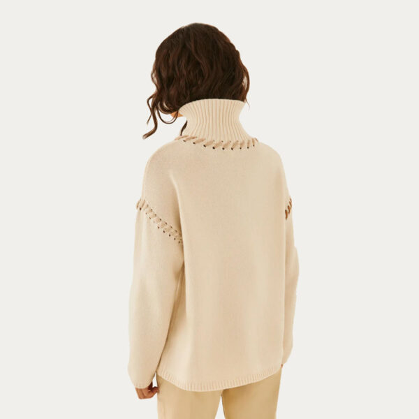 Ladies Cashmere Turtle Neck Sweater With Stitching Details - Image 4