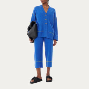 Women’s Stitch Embellished Cashmere Lounge Wear With Wide-Leg Pants