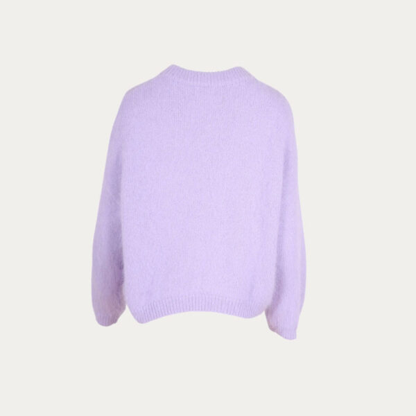 Women’s Soft Oversized Rib Knit Brushed Alpaca Crew-Neck Sweater - Image 2