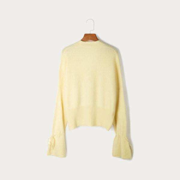 Ladies Cashmere Button Cardigan with Puffed Sleeves - Image 2