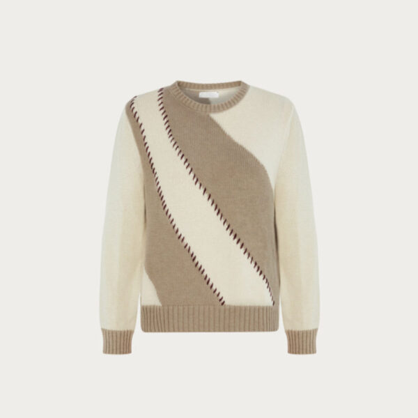Luxury Women’s Merino Wool Sweater With Hand -Stitch Details