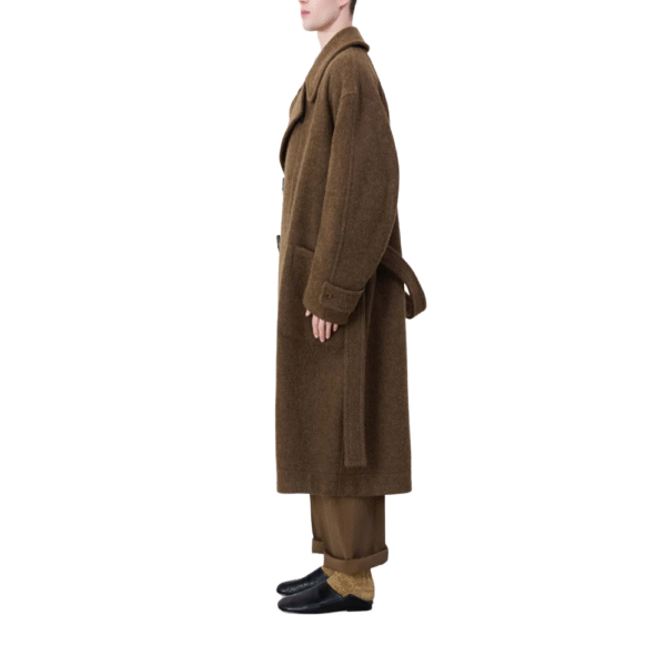 Oversized Silhouette Men’s Wool Duffle Coat with Toggle Fastening and Belt – Warm Luxurious Brown - Image 2