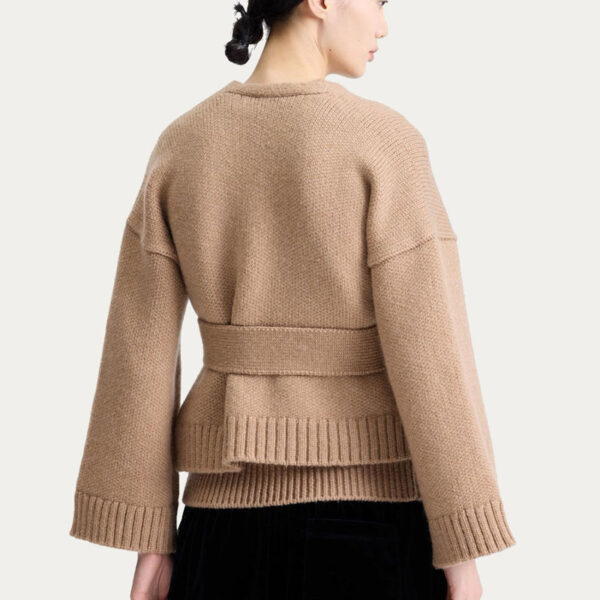 Women’s Loose Knitwear Cardigan with Rib Knit Sleeves and Pocket Top Coat Sweater - Image 2