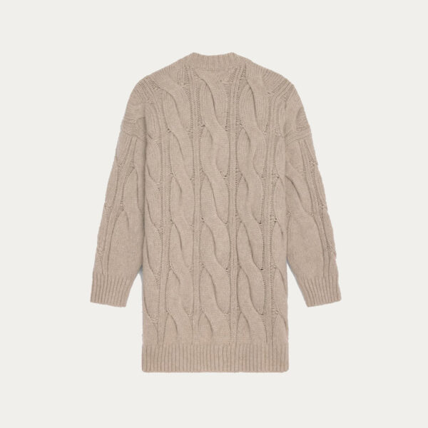 High Quality Deep V-Neck Button Cardigan Ladies’ Cable Knit Top with Pocket Women’s Sweater Knitwear Coat - Image 3