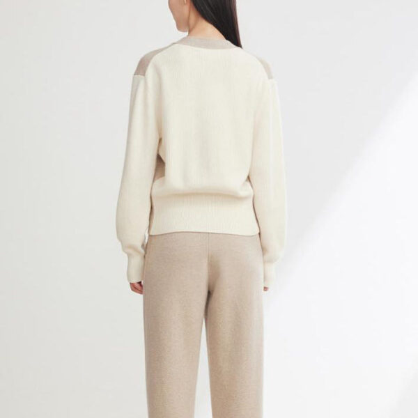 Women’s V-Neck Button Cardigan Casual Contrast Color Cashmere Knitwear for Ladies’ Sweaters Top Coat - Image 2