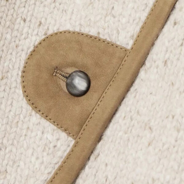 Ladies’ Asymmetric Suede-Trimmed Wool & Cashmere-Blend Jersey Cardigan High Quality Women’s Knitwear Sweater - Image 2