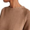 Women’s Pure Color Plain Knitting Crew Neck Long Sleeve Off Shoulder Pullover Knitwear Top - Image 2