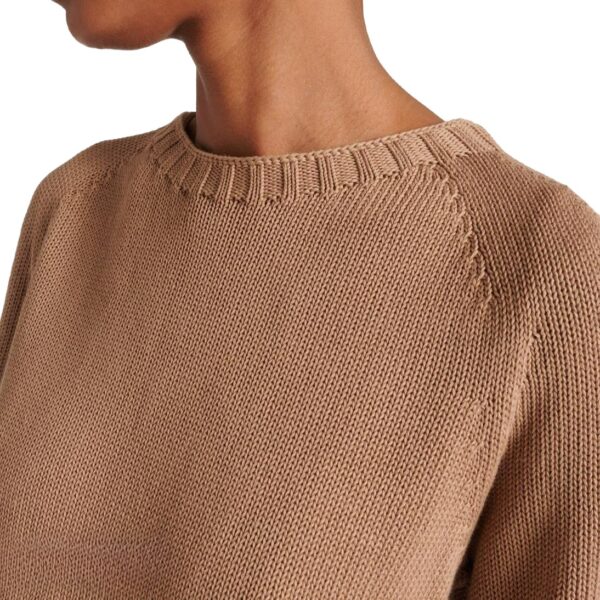 Women’s Pure Color Plain Knitting Crew Neck Long Sleeve Off Shoulder Pullover Knitwear Top - Image 2