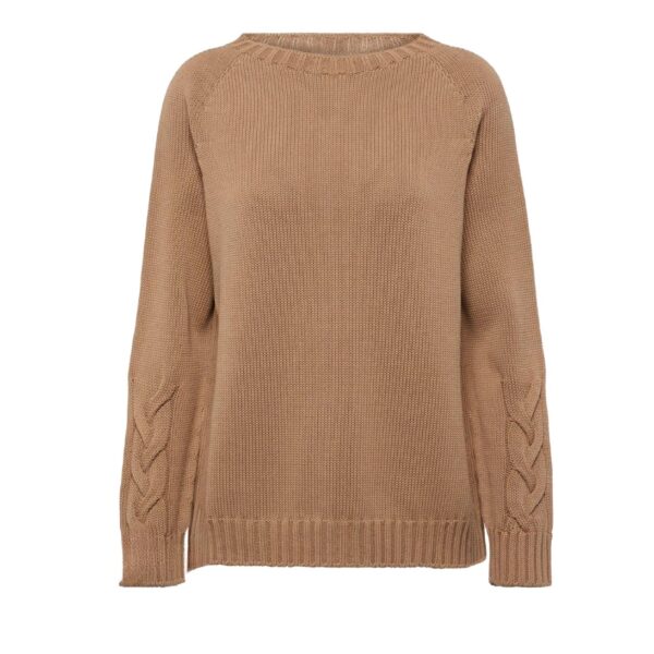 Women’s Pure Color Plain Knitting Crew Neck Long Sleeve Off Shoulder Pullover Knitwear Top - Image 5