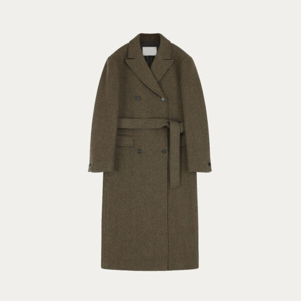 High Quality Women’s 100% Cashmere Double Breasted Solid Color Coat With a Tie - Image 5