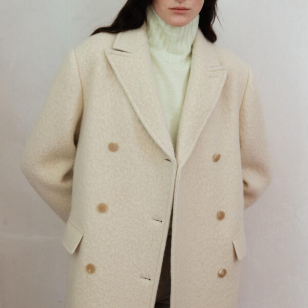 High Quality Women’s 100% Cashmere Double Breasted Solid Color Coat With a Tie - Image 6