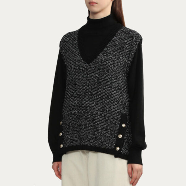 Unique Women’s V-Neck Jersey Knit Cotton Black Top with Vest Knitwear Tank Tops Genre Vestes De Femmes - Image 6