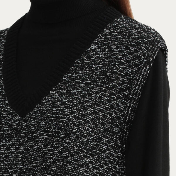 Unique Women’s V-Neck Jersey Knit Cotton Black Top with Vest Knitwear Tank Tops Genre Vestes De Femmes - Image 3