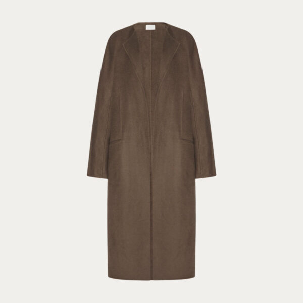 Custom 100% Cashmere Women’s Loose Fit Non-button Trench Coat With Big Patch Pocket - Image 2
