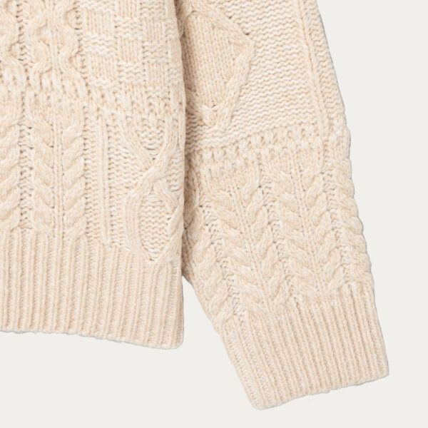 High Quality 100% Alpaca Half Zipper Cable knitted Jumper with Ribbed Turndown Collar for Women’s Top Knitwear - Image 2