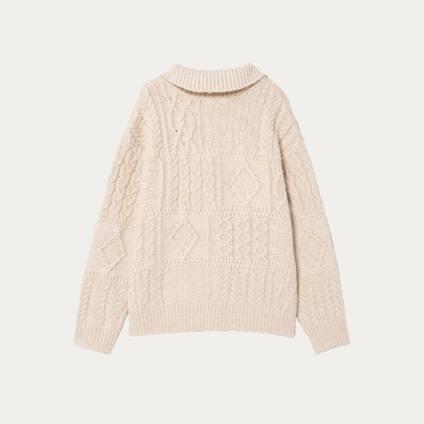 High Quality 100% Alpaca Half Zipper Cable knitted Jumper with Ribbed Turndown Collar for Women’s Top Knitwear - Image 4