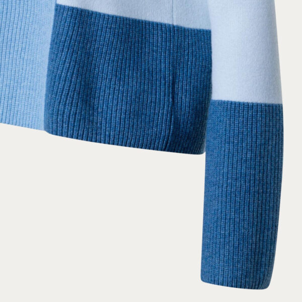 Unique Women’s 100% Wool Crew Neck Plain & Rib Knitted Top Jumper Sweater with Blue Colors - Image 3