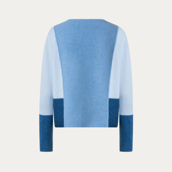 Unique Women’s 100% Wool Crew Neck Plain & Rib Knitted Top Jumper Sweater with Blue Colors - Image 5