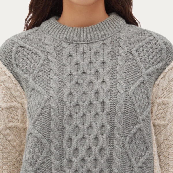 Hot Sale Women’s Off Shoulder Cable & Rib Stitch Jumper with Symmetrical Patterns Top Sweater - Image 2