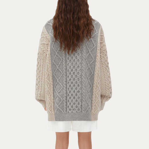 Hot Sale Women’s Off Shoulder Cable & Rib Stitch Jumper with Symmetrical Patterns Top Sweater - Image 3