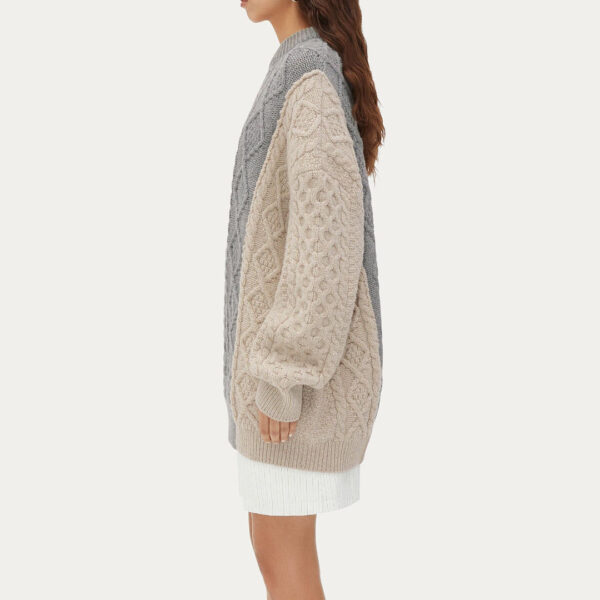 Hot Sale Women’s Off Shoulder Cable & Rib Stitch Jumper with Symmetrical Patterns Top Sweater - Image 4