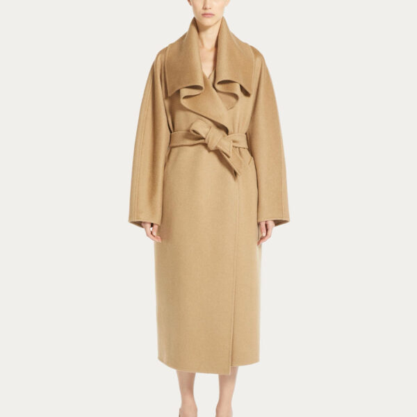 Hot Sale 100 Cashmere Women’s Oversize Middle Length Coat With a Tie - Image 4