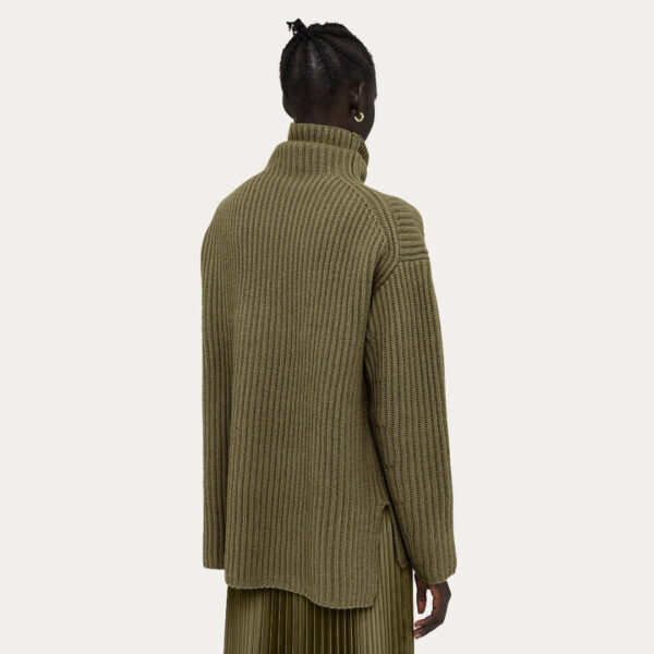 Unique Pure Color Wool Blended Cardigan Stitch Roller Neck Jumper for Women’s Knitting Top - Image 2