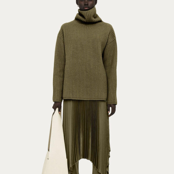 Unique Pure Color Wool Blended Cardigan Stitch Roller Neck Jumper for Women’s Knitting Top - Image 3
