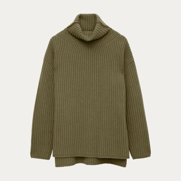 Unique Pure Color Wool Blended Cardigan Stitch Roller Neck Jumper for Women’s Knitting Top - Image 5