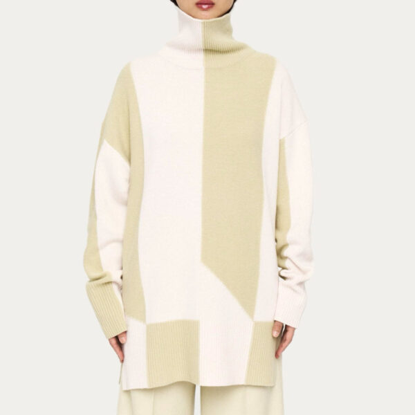 High Quality Pure Cashmere Off-shoulder Jersey Knitted High -neck Jumper for Ladies’ Top Knitwear - Image 5