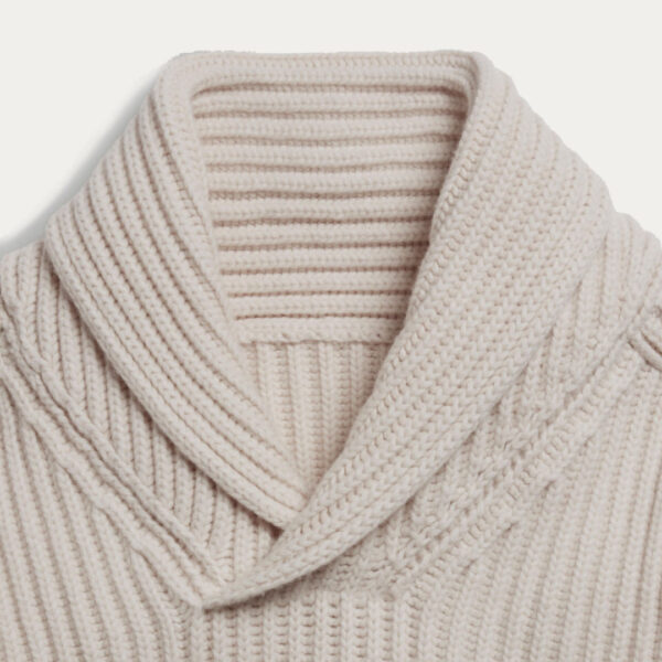 Pure Color Horizontal & Vertical Ribbing Knitwear For Women’s Top Sweater with Big Lapel - Image 4