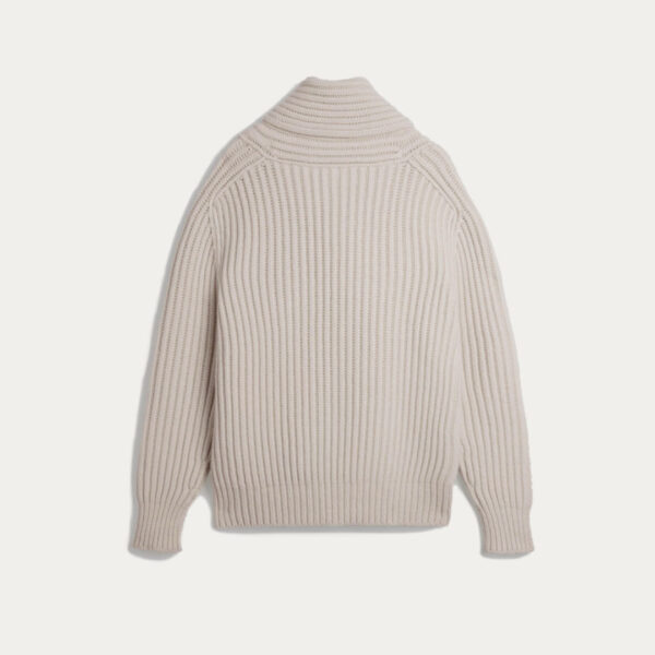 Pure Color Horizontal & Vertical Ribbing Knitwear For Women’s Top Sweater with Big Lapel - Image 5