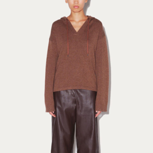 Hot Sale Pure Cashmere Plain Knitting Long Sleeves Hoody for Women’s Knitwear - Image 4