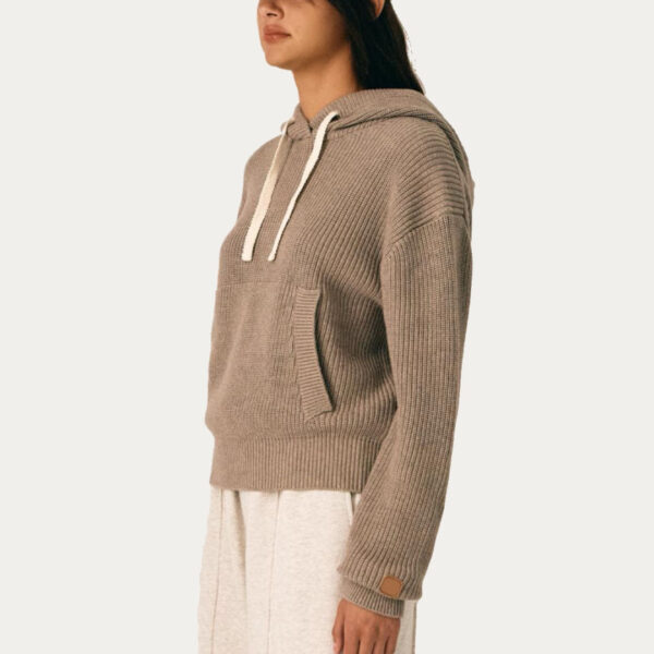 Casual Cashmere & Cotton Blended Cardigan Stitch Knitted Chunky Hoody for Women’s Top Sweater - Image 2