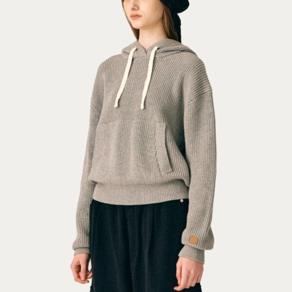 Casual Cashmere & Cotton Blended Cardigan Stitch Knitted Chunky Hoody for Women’s Top Sweater - Image 3