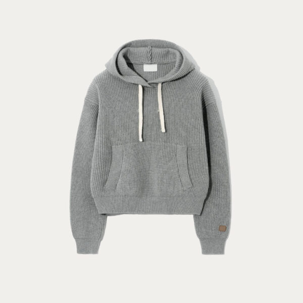 Casual Cashmere & Cotton Blended Cardigan Stitch Knitted Chunky Hoody for Women’s Top Sweater