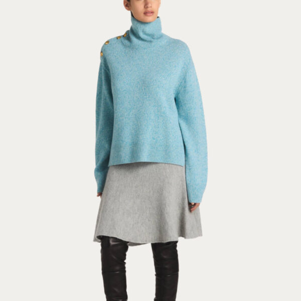 High Quality Turtle Neck Wool & Cashmere Blended Plain Knitted Pullover for Women’s Top Knitwear - Image 2
