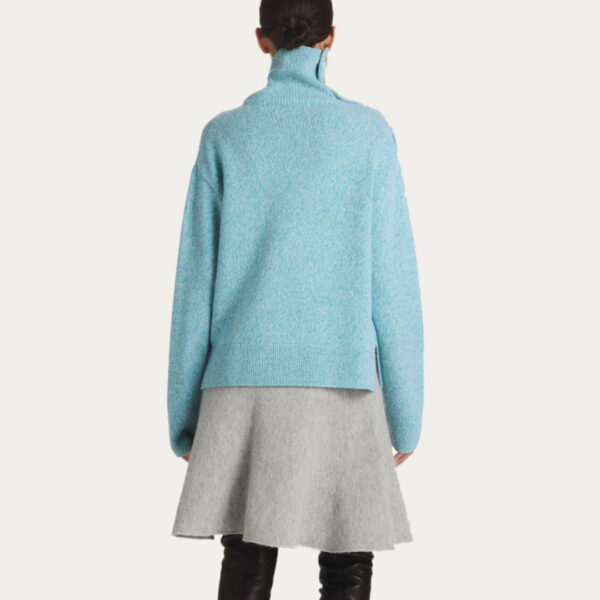 High Quality Turtle Neck Wool & Cashmere Blended Plain Knitted Pullover for Women’s Top Knitwear - Image 3