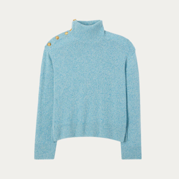 High Quality Turtle Neck Wool & Cashmere Blended Plain Knitted Pullover for Women’s Top Knitwear