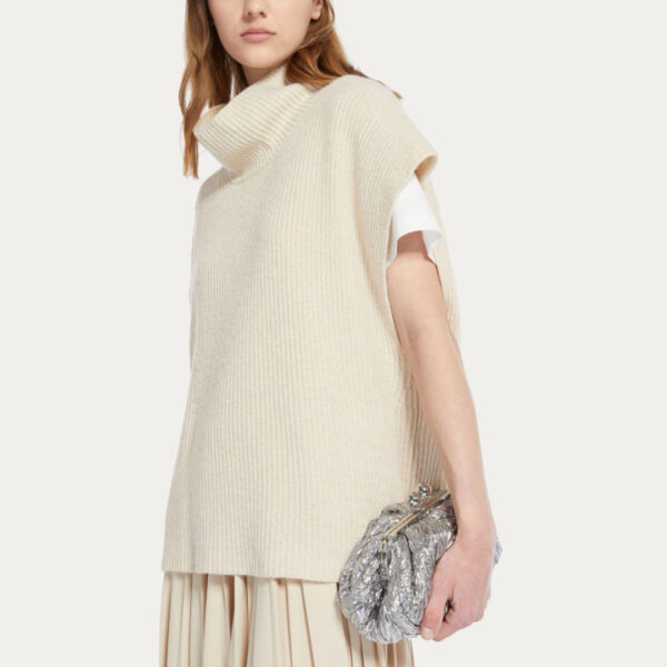 Ladies’ Cotton & Linen Pure Color Turtle Rib Knitting Turtle Neck Tank for Women’s Top Sweater - Image 2