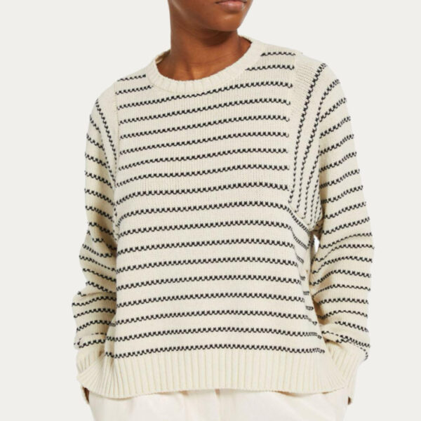 Ladies’ Casual Size Cashmere Blended Crew-neck Jersey Knitting Wave Stripe Pullover for Women’s Top Knitwear - Image 4