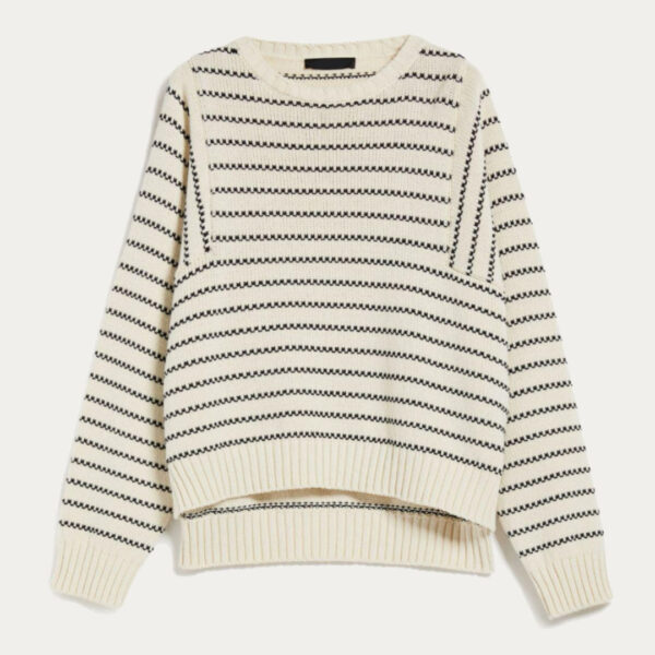 Ladies’ Casual Size Cashmere Blended Crew-neck Jersey Knitting Wave Stripe Pullover for Women’s Top Knitwear