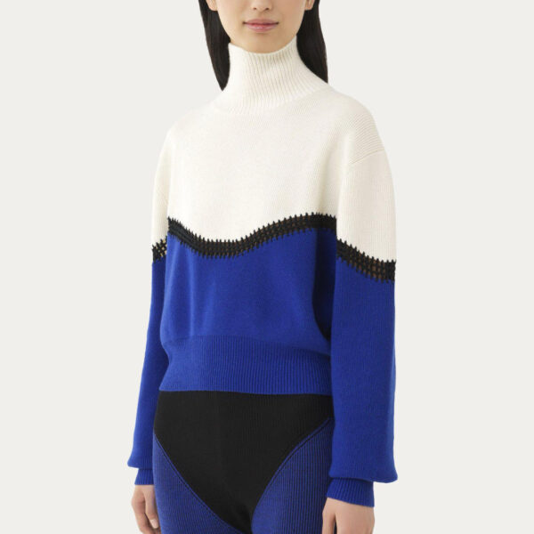 Contrast Color 100% Wool Plain Knitted Turtle Neck Knitwear For Women’s Pullover Sweater - Image 4