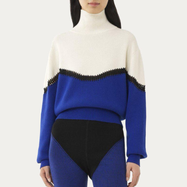 Contrast Color 100% Wool Plain Knitted Turtle Neck Knitwear For Women’s Pullover Sweater - Image 5